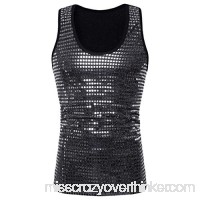 Fashion Mens Tank Tops Charm Sequined Blazer Hiphop Show Stage Party Wear Vest Silver B07QGRDLS6